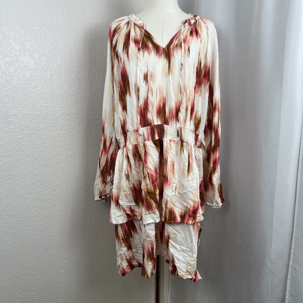 Candace Cameron Bure Mini Dress Womens 2XP Boho Peasant Tiered Festival Romantic